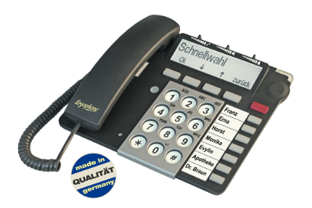 Ergonomic telephone with radio emergency call function